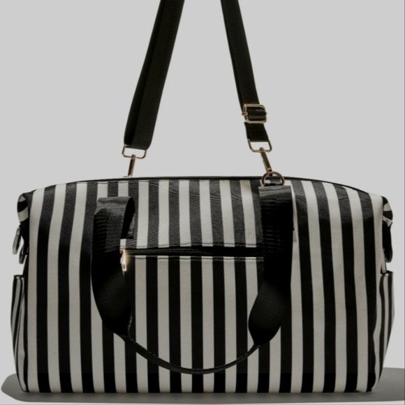 Alice + Olivia Bags Alice And Olivia Striped Travel Duffel Bag New